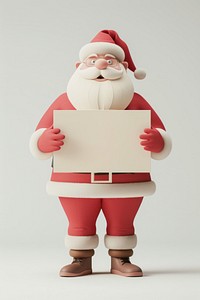 Santa claus holding board figurine cartoon person.