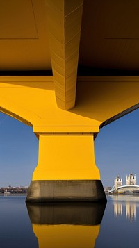 High contrast London bridge outdoors yellow city.