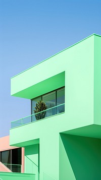 High contrast Modern house architecture building green.