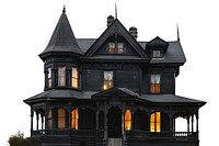 Haunted black house architecture building mansion.