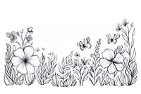 Cute divider doodle flowers butterfly pattern drawing sketch.