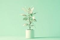 3d render icon of pastel plant leaf houseplant flowerpot.