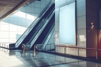 Banner  architecture staircase escalator.