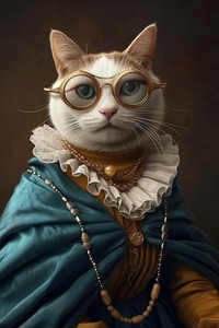 Animal necklace portrait glasses.