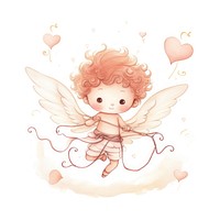 Cupid in the style of children book illustration angel toy representation.