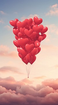 Heart-shaped balloons aircraft love transportation.