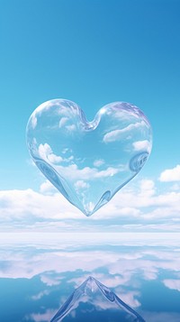 A heart made of glass outdoors nature sky.
