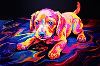 Black light oil painting of dog animal mammal puppy.