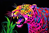 Black light oil painting of leopard wildlife animal mammal.