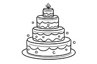 Doodle outline of simple wedding cake dessert food celebration.