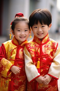 Chinese kids portrait festival costume.