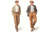 Two men fashion adult khaki.