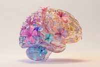 Brain with flowers plant petal accessories.