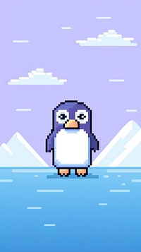 Kawaii penguin outdoors bird ice.