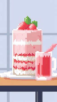 Kawaii strawberry cake dessert cream food.