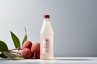 Soda Lychee bottle packaging  berry fruit drink.