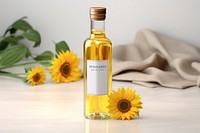 Sunflower oil packaging label  sunflower perfume bottle.