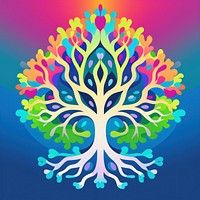 Abstract Graphic Element of tree minimalistic symmetric psychedelic style graphics pattern art.