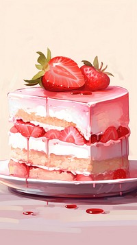 Kawaii strawberry cake dessert fruit cream.