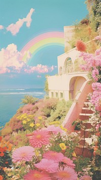 Rainbow flower architecture outdoors.