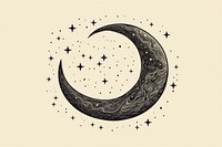 A crescent moon astronomy nature sketch.