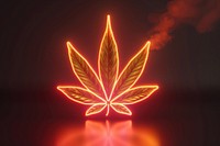 Cannabis leaf light plant illuminated.