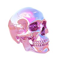 A human skull purple white background clothing.
