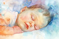 Baby sleeping portrait painting comfortable.