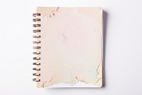 Grunge pastel notebook with torn paper diary white background rectangle.