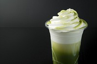 Fresh matcha latte drink cream dessert.