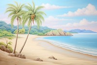 Landscape of beach outdoors painting nature.
