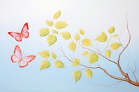 Butterfly and leaf painting pattern drawing.