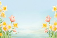 Painting of fresh daffodil border backgrounds outdoors flower.