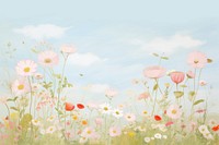 Painting of meadow in summer border backgrounds grassland outdoors.