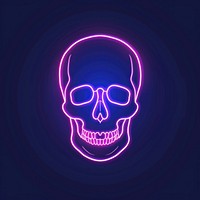 A human skull icon neon purple night.