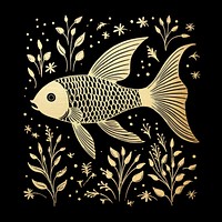 Silkscreen of gold fish pattern animal nature.