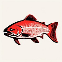 Silkscreen of salmon fish animal nature red.