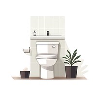 Toilet flat vector illustration bathroom convenience flowerpot.