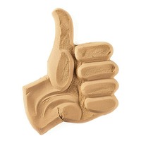 Flat Sand Sculpture a thumbs up icon finger glove hand.