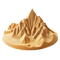 Sand Sculpture a mountain food sand white background.
