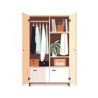 Wardrobe flat vector illustration furniture cupboard closet.