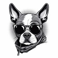 Cool dog bulldog glasses drawing.