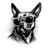 Cool dog glasses drawing sketch.