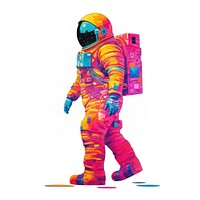 Astronaut Risograph style toy white background technology.