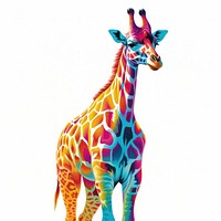 Giraffe Risograph style wildlife animal mammal.