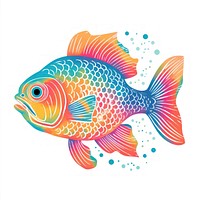 Fish Risograph style goldfish animal white background.