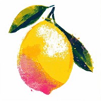 Lemon Risograph style fruit plant pear.