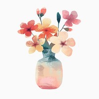 Flower vase Risograph style painting petal plant.