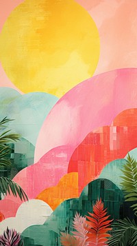 Tropical summer landscapes abstract painting art.