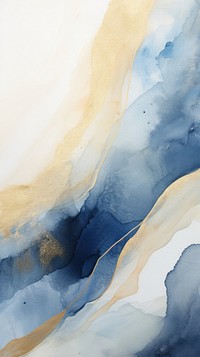 Blue and gold wave abstract painting backgrounds.